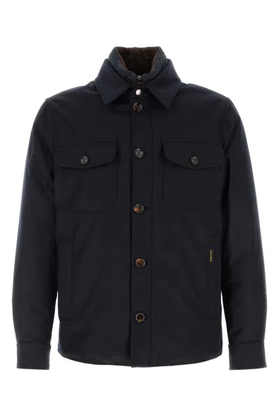Moorer Midnight Blue Cashmere Down Jacket With Quilted Warmth In Black