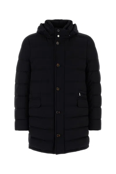 Moorer Midnight Blue Nylon Blend Calandri Down Jacket In Animal Print