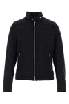 Moorer Quilted High Collar Down Jacket With Zip Pockets In Darkblu