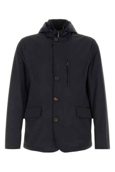 Moorer Midnight Blue Stretch Nylon Ranieri Jacket In Black