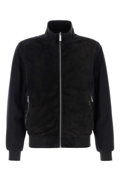 Moorer Midnight Blue Velvet Axten Bomber Jacket