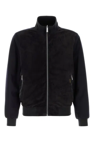 MOORER MIDNIGHT BLUE VELVET AXTEN BOMBER JACKET