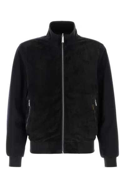 Moorer 'axten' Reversible Bomber Jacket In Blue