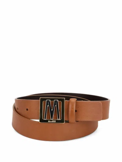 Moorer Mikol-cau Logo-plaque Leather Belt In Brown