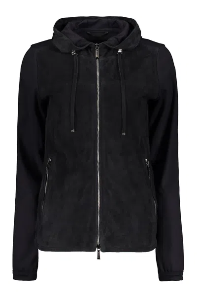 Moorer Milady-urm Jacket With Zip In Blue