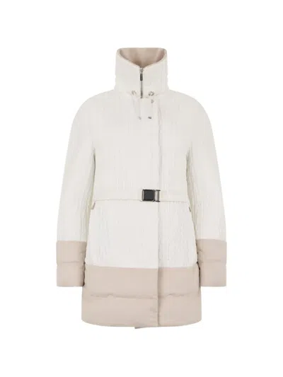 Moorer Milankni Belted Crinkled-finish Coat In Brown