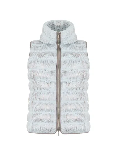 Moorer Mil-vap Quilted-metallic Gilet In Blue