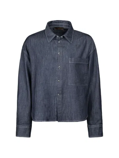 Moorer Mindy D Patch-pocket Shirt In Blue