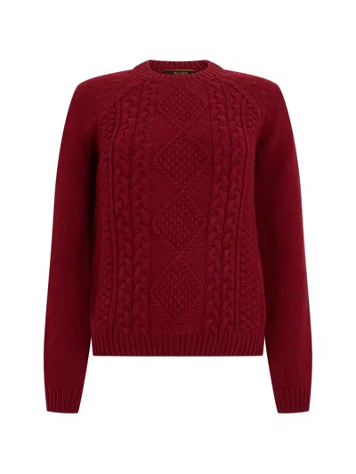 Moorer Misurina-cws Cable-knit Raglan-sleeve Sweater In Burgundy