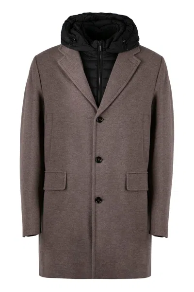 Moorer Mitchel Padded Wool-blend Coat In Taupe
