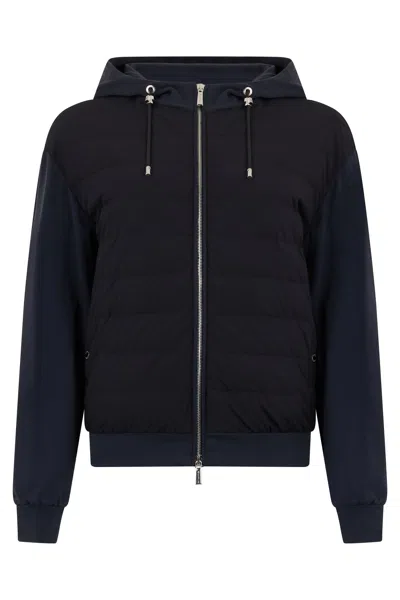 Moorer Modern And Comfortable Zip-up Jacket With Hood In Blue