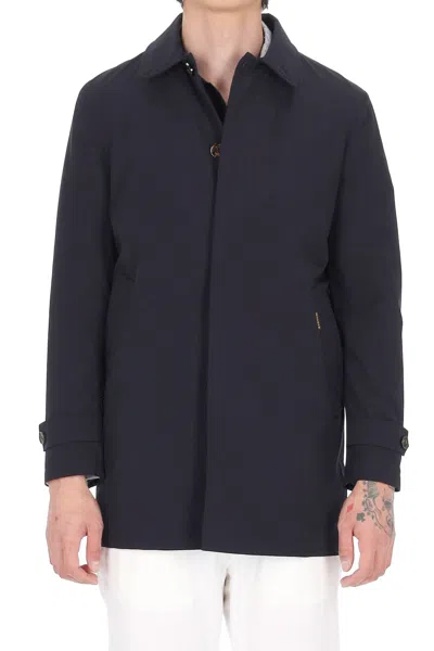 Moorer Modern Fit Wool Blend Coat For Men In Black