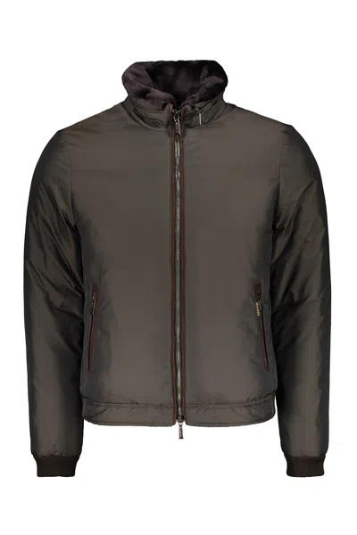 Moorer Modern Lightweight Jacket With Zip And Collar In Brown