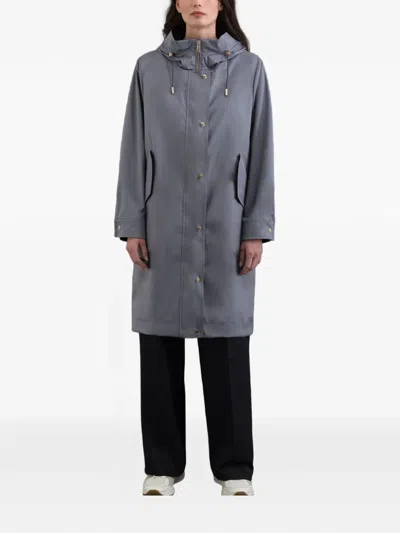 Moorer Molly Hooded Gabardine Coat In Animal Print