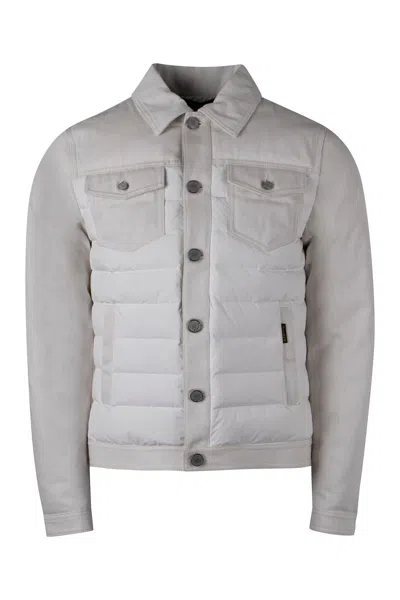 Moorer Mondor Added Denim Jacket In Ecru