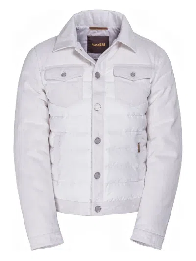 Moorer Mondor Quilted Denim Jacket In White