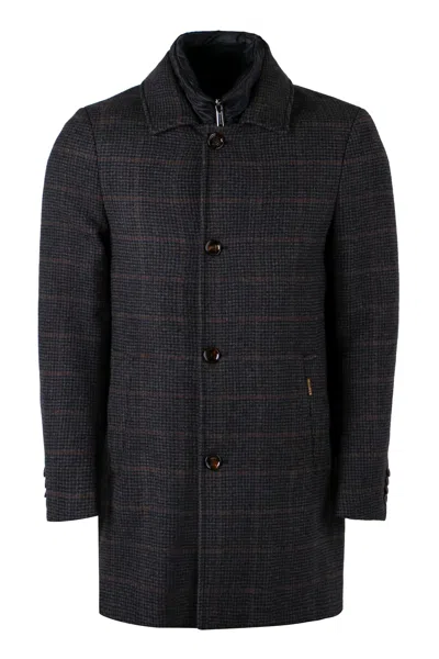Moorer Monferrato Houndstooth Wool Peacoat In Grey