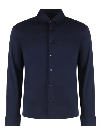 Moorer Montalcino-gcw Buttoned Shirt In Blue