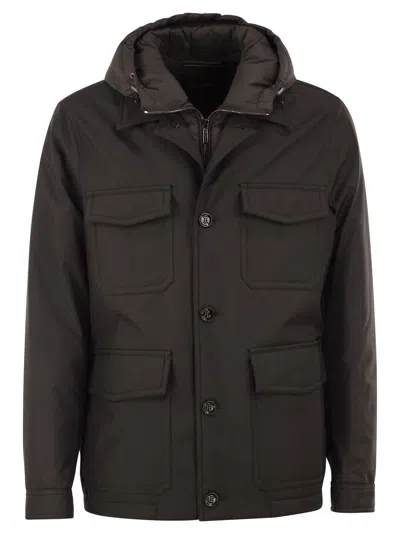 Moorer Monti Gf Technical Field Jacket With Detachable Hood In Purple