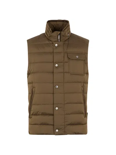 Moorer Morfeo Padded Button Vest In Brown