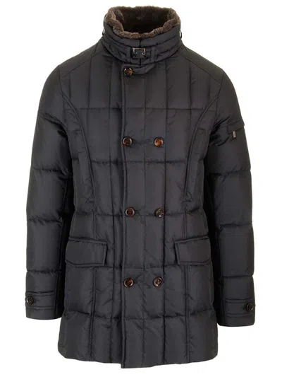 Moorer Morris Double-breasted Coat In Blue