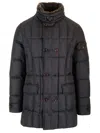Moorer Morris-km 2 Petti Trapuntato Nylon Collo Pelliccia Coats Grey In Blue