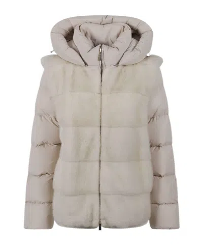 Moorer Morzine-vso Hooded Quilted Jacket In Neutral