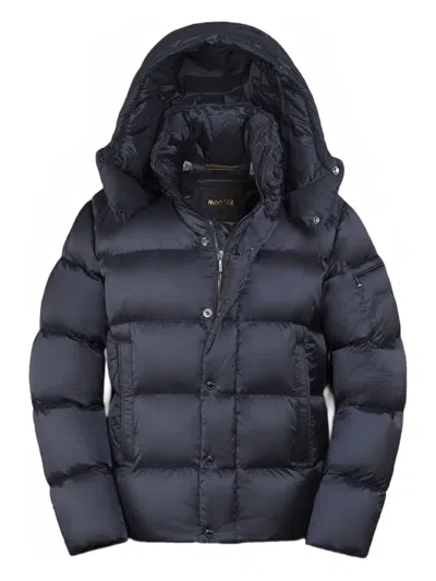 Moorer Nadir Quilted Hooded Jacket In Blue