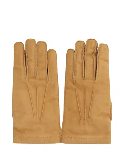 Moorer Narton Suede Gloves In Brown