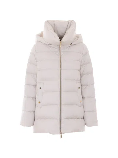 Moorer Natalia Quilted Hooded Jacket In Neutral