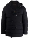 Moorer High Neck Double-breasted Parka With Detachable Hood In Black