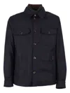 Moorer Navy Blue Wool-blend Jacket With Flap Patch Pockets In Blue