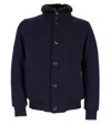 Moorer Navy Blue Mock Collar Jacket In Blue