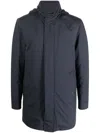 Moorer Wool Parka With High Neck And Side Pockets In Blue