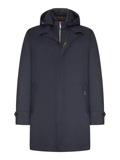 Moorer Navy Blue Parka With Hood