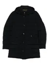 Moorer Tailored Blue Coat With Quilted Design In Black