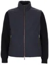 Moorer Navy Blue Solid Mock Collar Jacket In Navy Blue