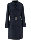 Moorer Navy Blue Trench Coat In Blue