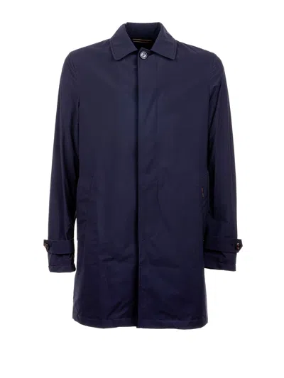 Moorer Buttoned Single-breasted Coat In Blue