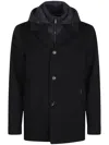 Moorer Navy Solid Hood Jacket In Blue