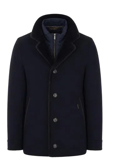 Moorer Navyteodor Heavy Jacket In Blue