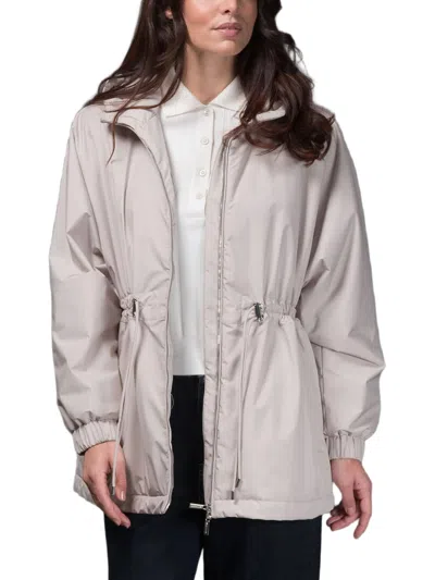 Moorer Neutral Hooded Lightweight Jacket With Adjustable Drawstrings In Gray