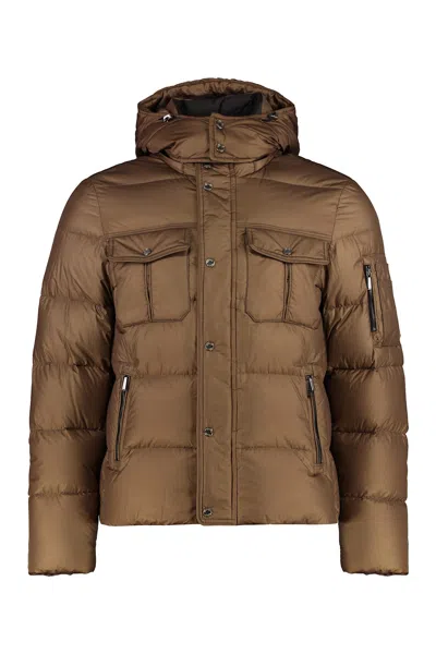 Moorer Nevio Hooded Down Jacket In Brown