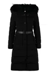 Moorer Niki Belted Long Down Jacket In Black