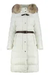 Moorer Niki Long Hooded Down Jacket In White