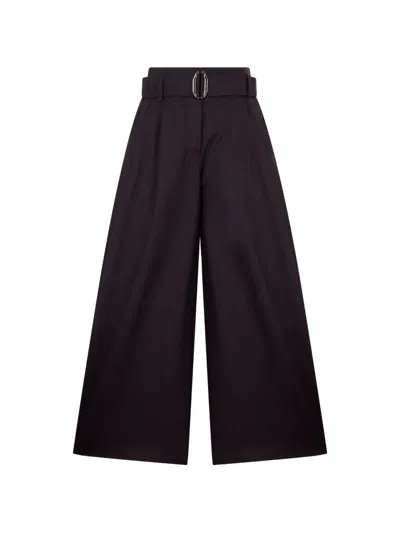 Moorer Noaswo Belted Wide-leg Palazzo Pants In Black