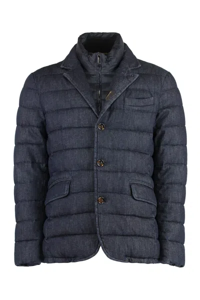 Moorer Nomos Short Down Jacket In Blue