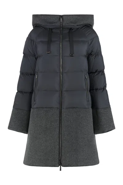 Moorer Noreya Long Hooded Down Jacket In Grey
