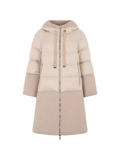 Moorer Noreyale Quilted-panelled Coat In Neutral