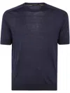 Moorer Crew Neck Short Sleeves Sweater In Blue